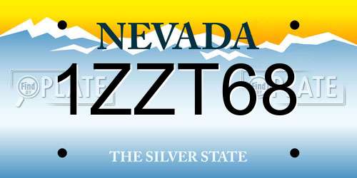 1ZZT68 Nevada License Plate