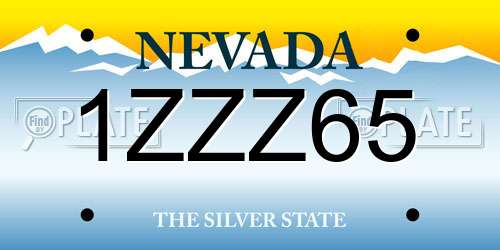 1ZZZ65 Nevada License Plate