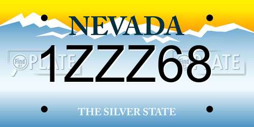 1ZZZ68 Nevada License Plate