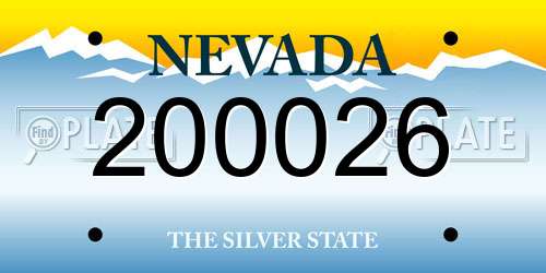 200026 Nevada License Plate