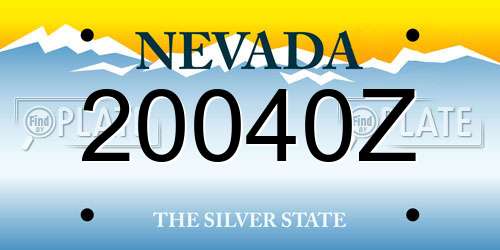 20040Z Nevada License Plate