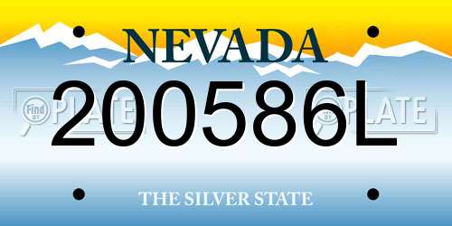 200586L Nevada License Plate