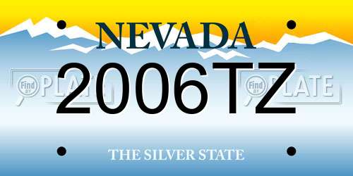 2006TZ Nevada License Plate
