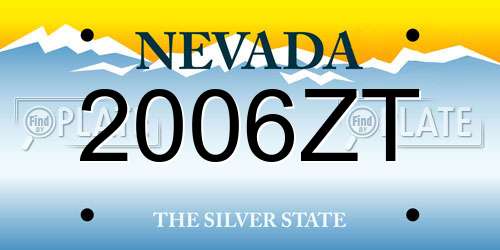 2006ZT Nevada License Plate
