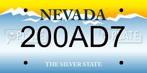 200AD7 Nevada License Plate