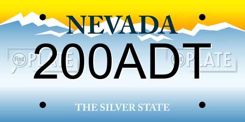 200ADT Nevada License Plate