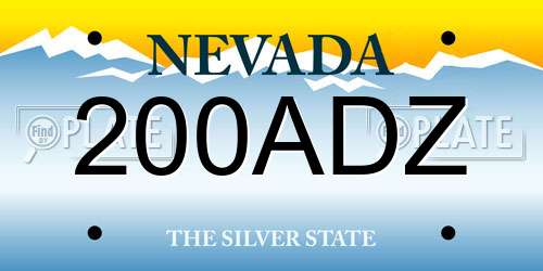 200ADZ Nevada License Plate