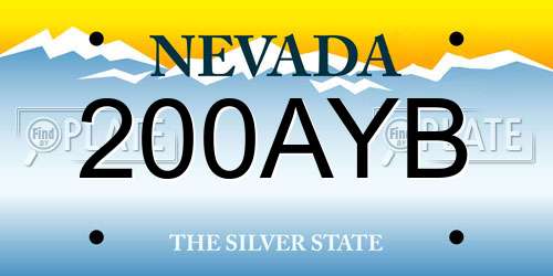 200AYB Nevada License Plate
