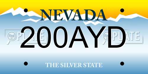 200AYD Nevada License Plate