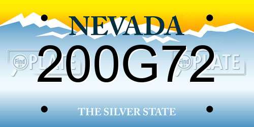 200G72 Nevada License Plate