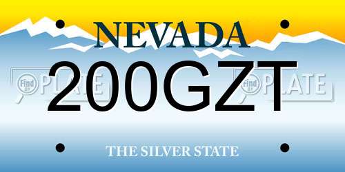 200GZT Nevada License Plate