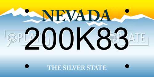 200K83 Nevada License Plate