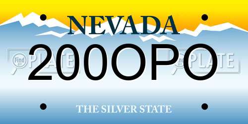 200OPO Nevada License Plate