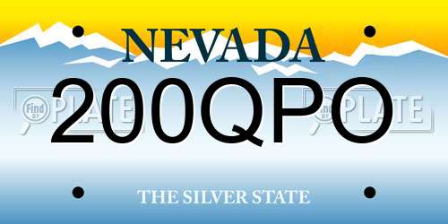 200QPO Nevada License Plate