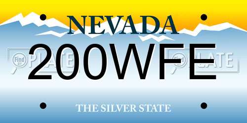 200WFE Nevada License Plate