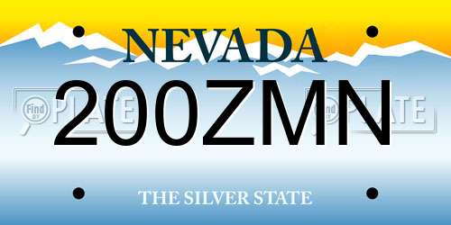 200ZMN Nevada License Plate