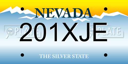201XJE Nevada License Plate