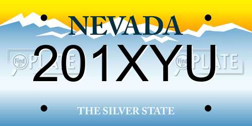 201XYU Nevada License Plate