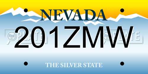 201ZMW Nevada License Plate