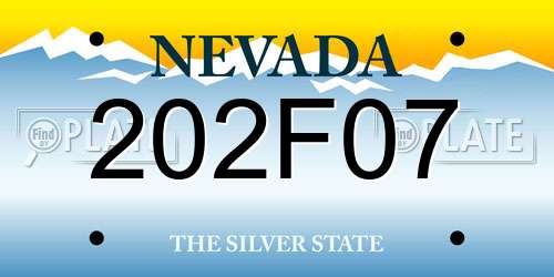 202F07 Nevada License Plate