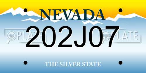 202J07 Nevada License Plate