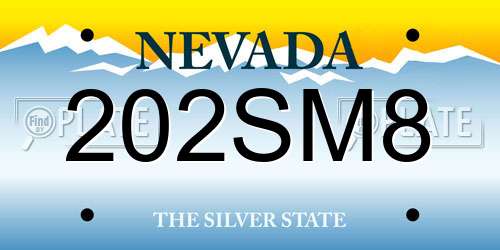202SM8 Nevada License Plate