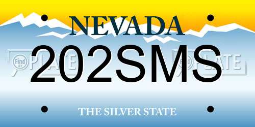 202SMS Nevada License Plate