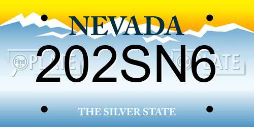 202SN6 Nevada License Plate
