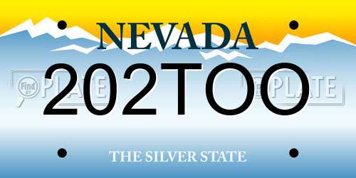 202TOO Nevada License Plate