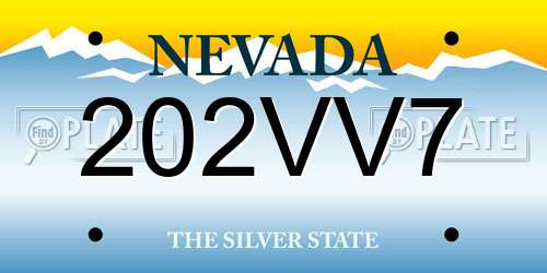 202VV7 Nevada License Plate
