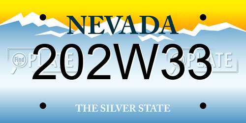 202W33 Nevada License Plate