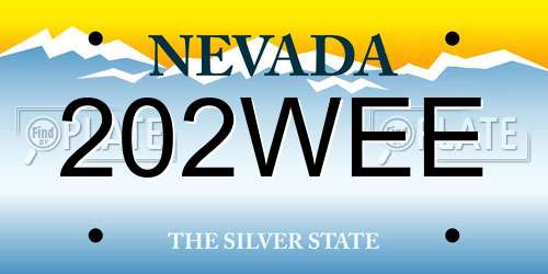 202WEE Nevada License Plate