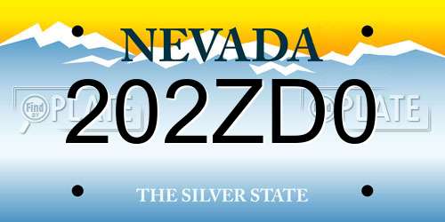 202ZD0 Nevada License Plate
