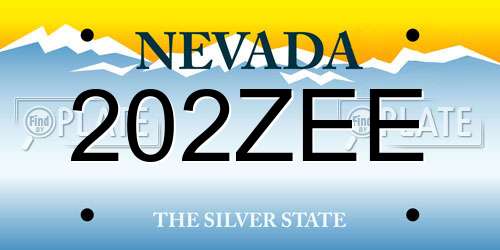 202ZEE Nevada License Plate
