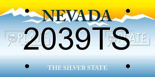 2039TS Nevada License Plate