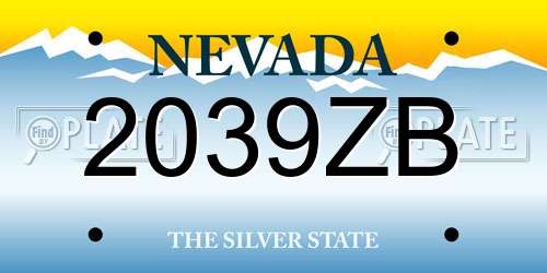 2039ZB Nevada License Plate