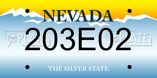 203E02 Nevada License Plate