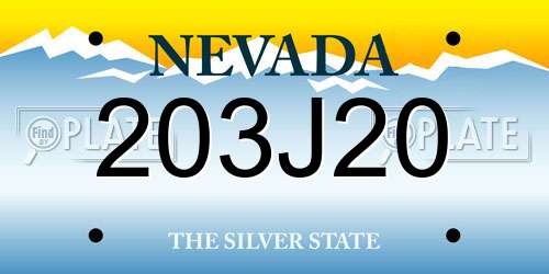 203J20 Nevada License Plate