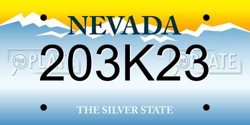 203K23 Nevada License Plate