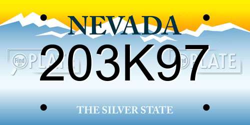 203K97 Nevada License Plate