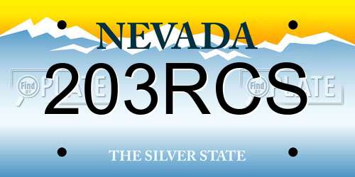 203RCS Nevada License Plate