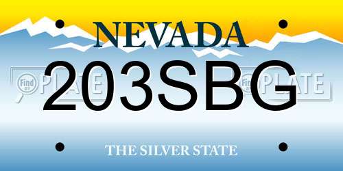 203SBG Nevada License Plate