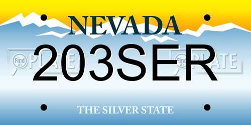203SER Nevada License Plate