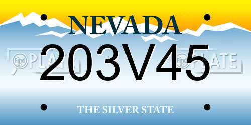 203V45 Nevada License Plate