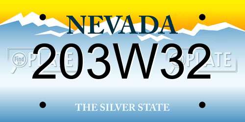 203W32 Nevada License Plate