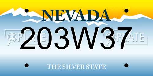 203W37 Nevada License Plate