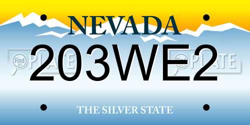 203WE2 Nevada License Plate