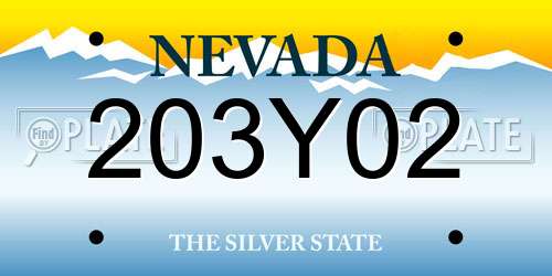 203Y02 Nevada License Plate