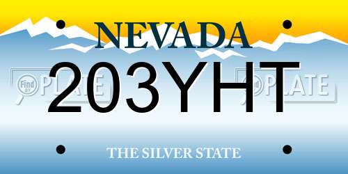 203YHT Nevada License Plate
