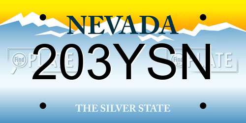 203YSN Nevada License Plate